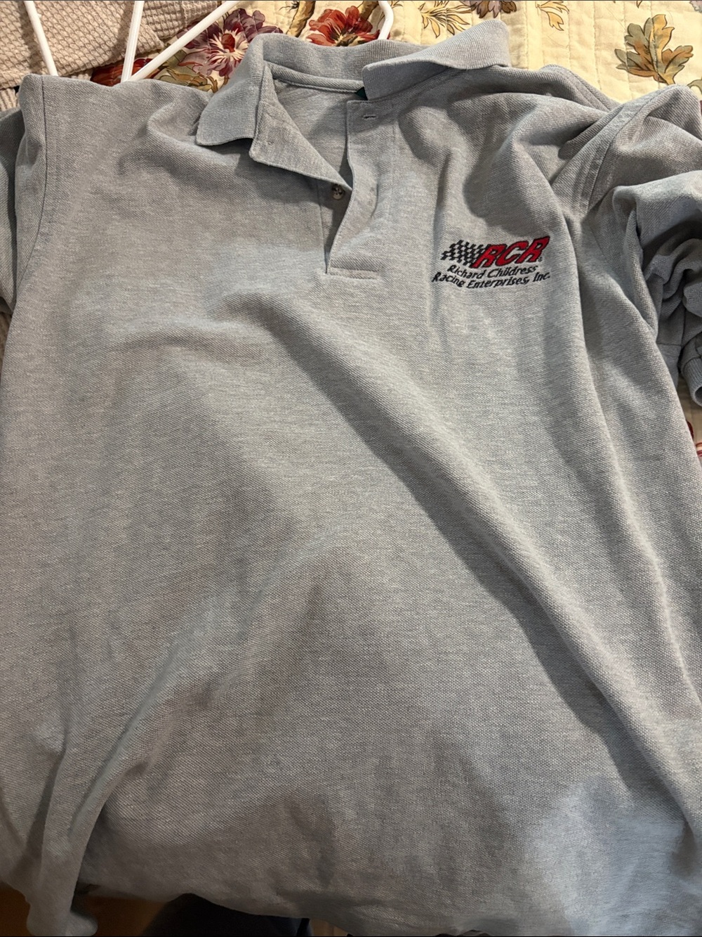 Light Gray Embroidered Polo Shirt - Racing Enterprises